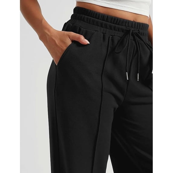 Women’s High Waisted Sweatpants Wide Leg Lounge Pants with Drawstring Elastic Waist Casual Workout Jogger Trousers with Pockets