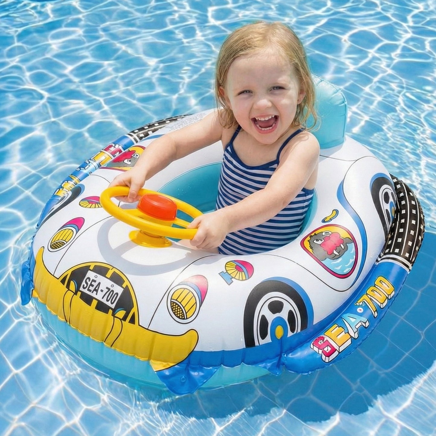 Flynow Baby Pool Float, Baby Swimming Float with Safety Seat, Smart Swim Trainer, Inflatable Toddlers Pool Floats, Infant Swim Floats, Kids Floaties, Water Toy Gift Beach Summer Essentials