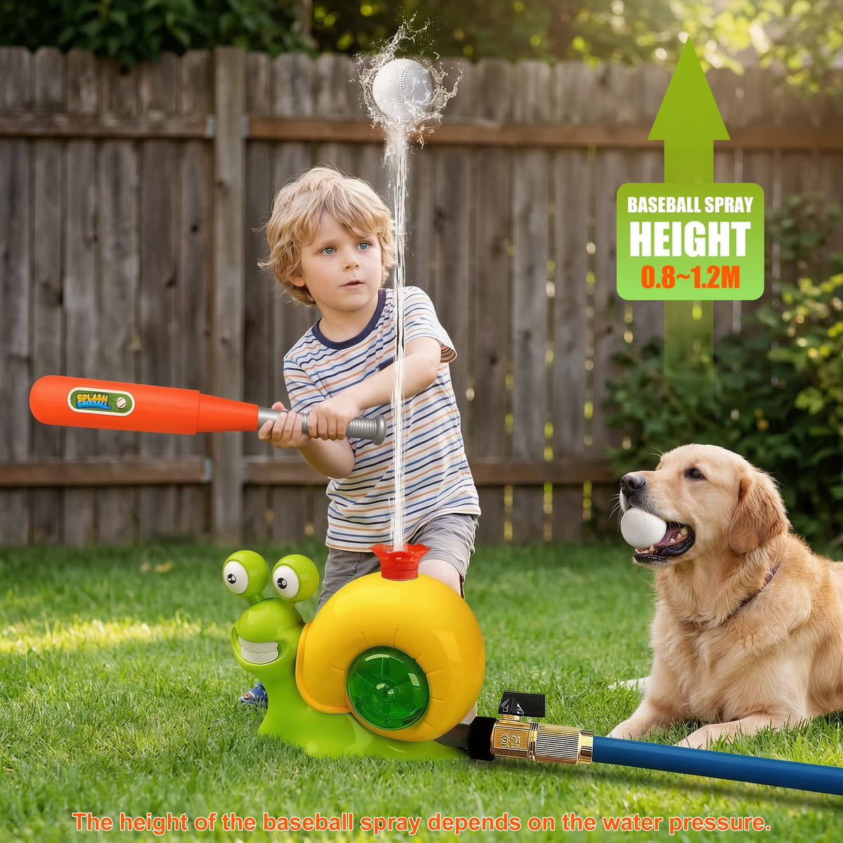 Flynow 2 in 1 Snail Outdoor Summer Water Spray Toys for Kids Ages 3-12,Water Sprinkler Baseball Toys for Lawn Backyard Garden, Gift for Toddler Boy Girl Fidget Toys Sprinklers for Yard