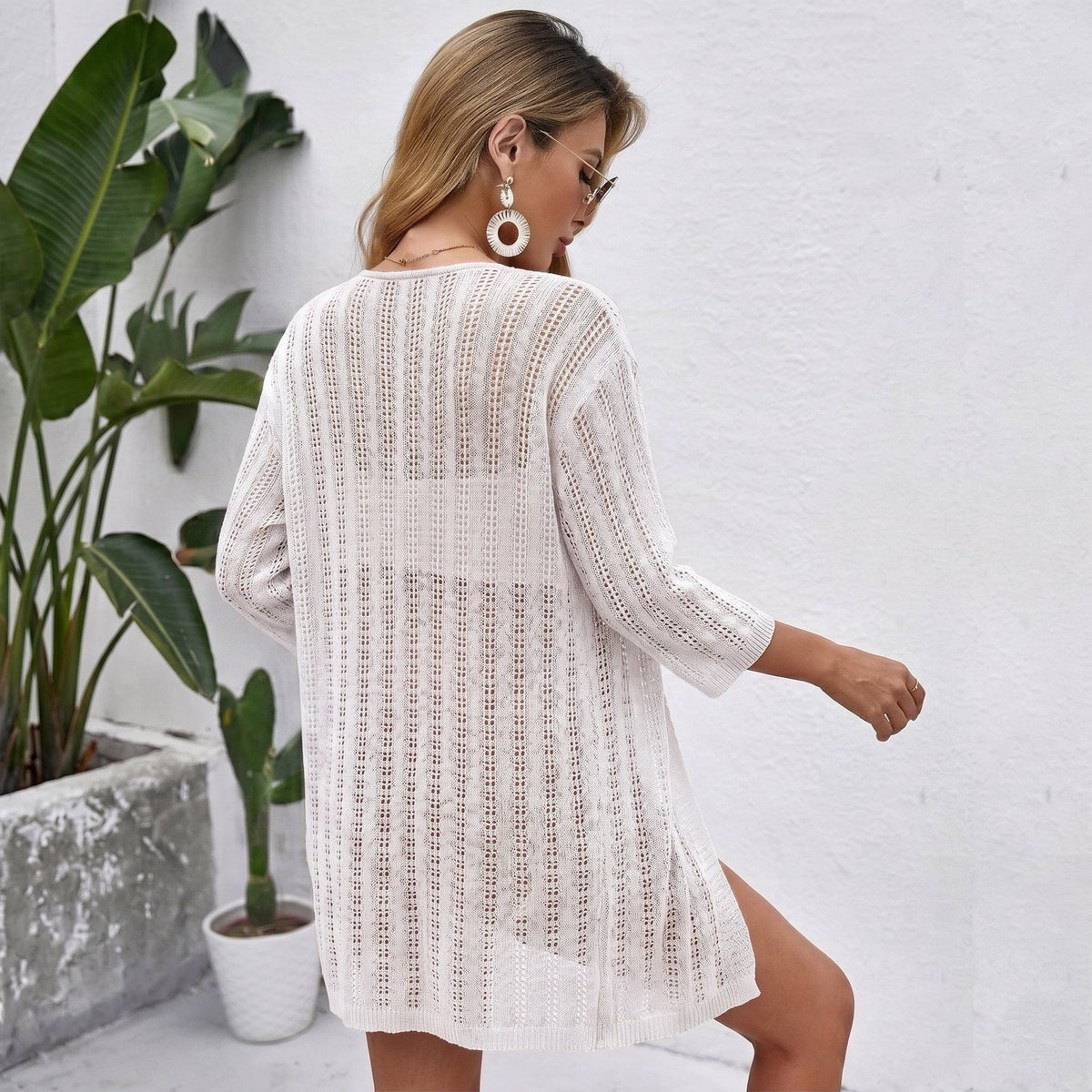 Womens Crochet Cardigan Sweaters for Summer Spring Fall, Lightweight Short Sleeve Oversized Open Front Kimono Boho Knit Beach Cover Up with Swimsuit, Bikini, Bathing suit