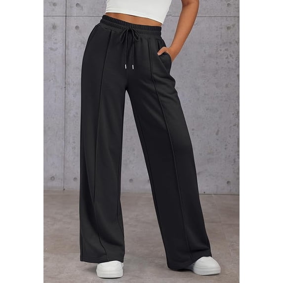 Women’s High Waisted Sweatpants Wide Leg Lounge Pants with Drawstring Elastic Waist Casual Workout Jogger Trousers with Pockets