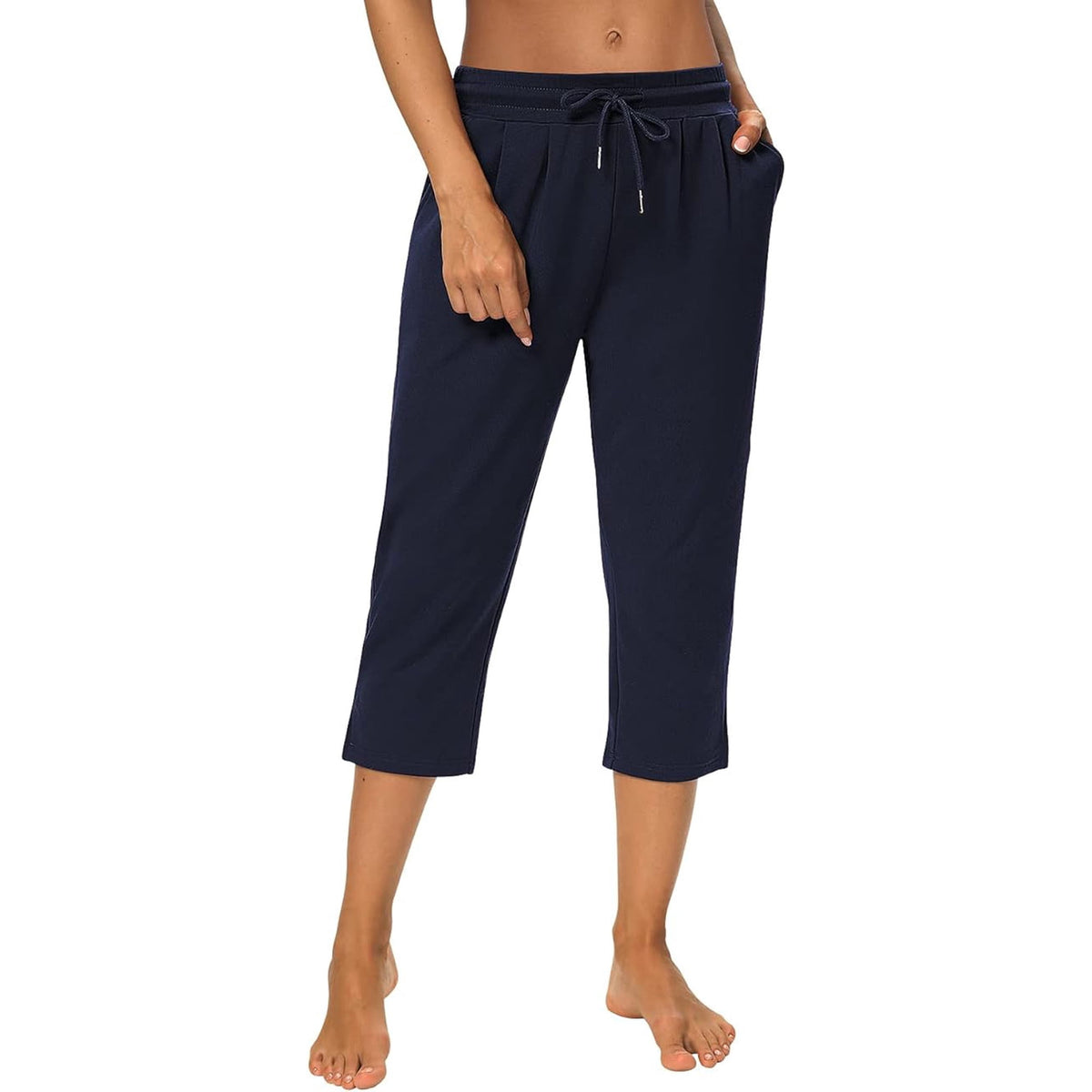 WQD Women’s Capri Sweatpants Yoga Pants Loose Workout Joggers High Waist Drawstring Flare Leggings Lounge Pajama Capris Pants with Pockets for Summer (Available in Plus Size)