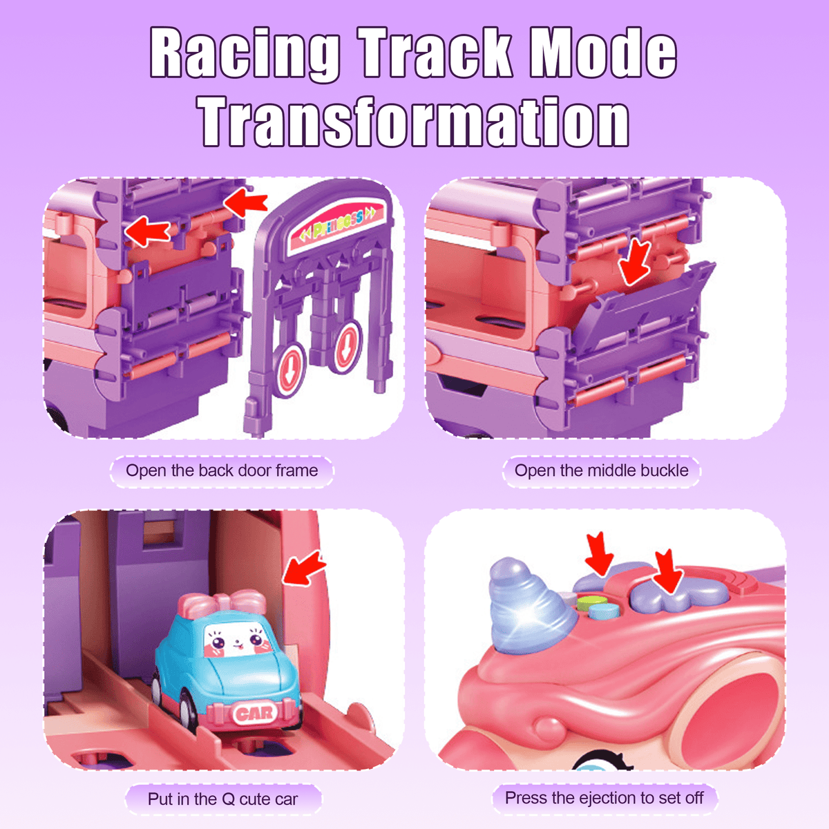 Flynow Car Toys for Boy Girl Kids Age 3-8, Light Sound and Mini 6 Cars, Foldable 2-Player Race Track, Christmas Birthday Gift for Toddler 3 Year Old