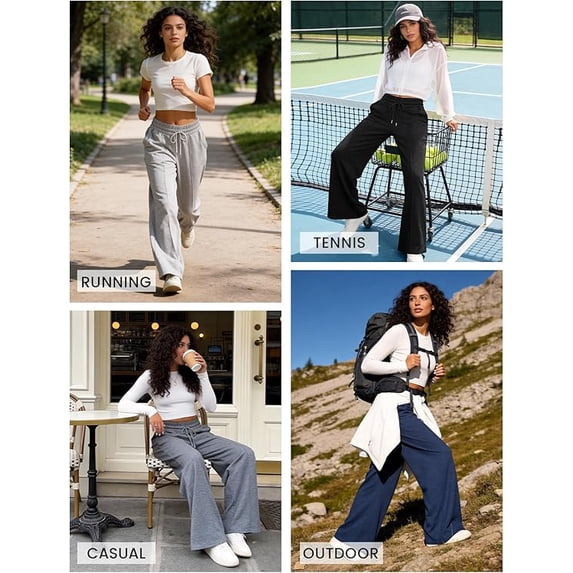 WQD Women's Sweatpants Wide Leg Lounge Joggers with Drawstring Comfy Loose Fit Casual Workout Athletic Yoga Pants with Pockets