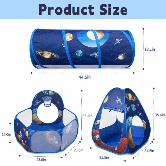 Flynow Rocket Ship Play Tent House Pop up toys for 0-1-2-3-4-5-6 Age boys Gift Play Tent Kids Indoor Outdoor Spaceship Playhouse Tent Set Basketball Hoop Indoor