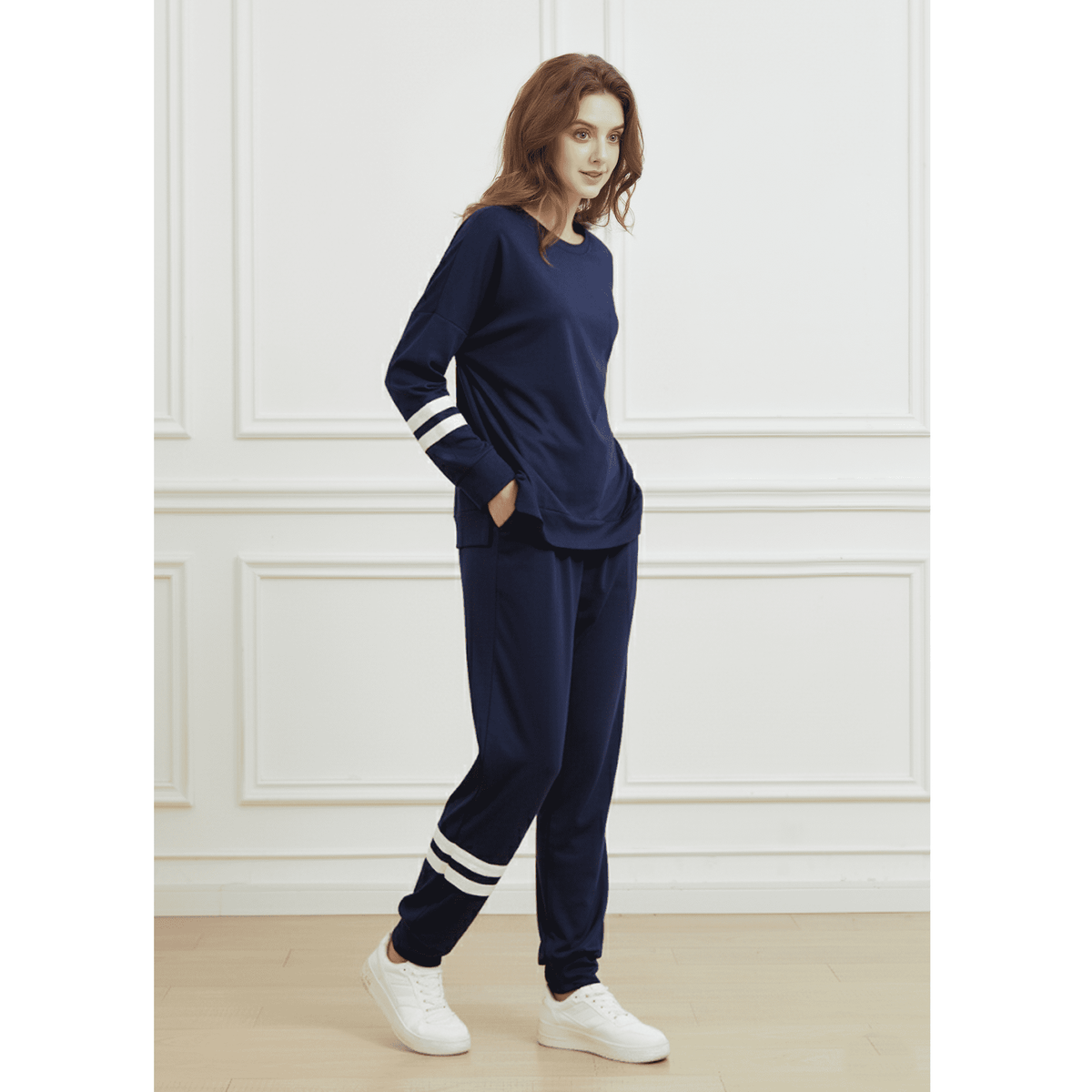 WQD Womens 2 Piece Loungewear Set Long Sleeve Pullover Top and Jogger Pants Tracksuit Pajama Sweatsuit Casual Lounge Outfits with Pockets for Fall Winter (Available in Plus Size)
