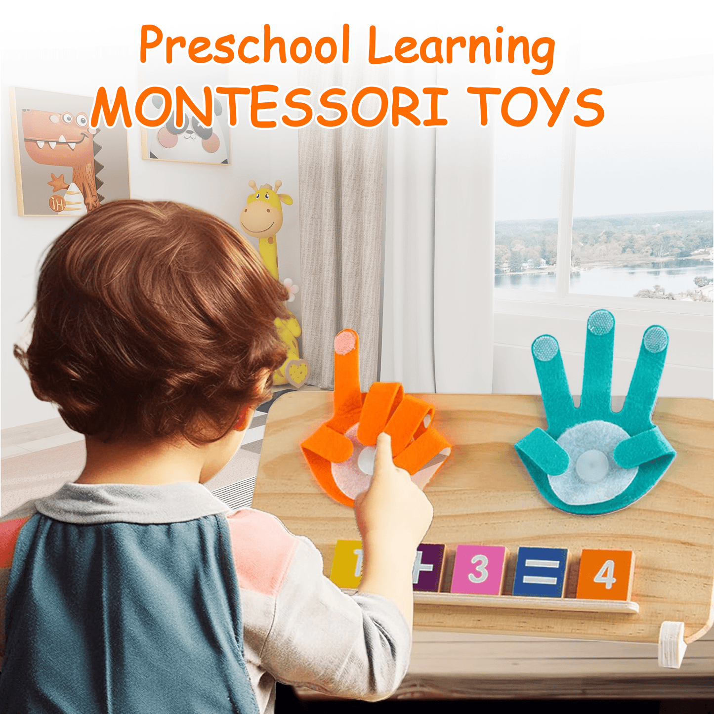Flynow Toddler Learning Toys Preschool Educational Montessori Math Manipulatives Kid 1-5, Wood Number Blocks Boy Girl Age 2 3 4 Year Old, Finger Counting Tracing Board Birthday Christmas Holiday Gift
