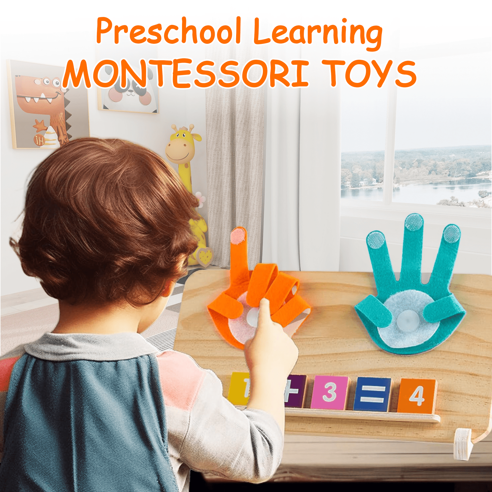 Flynow Toddler Learning Toys Preschool Educational Montessori Math Manipulatives Kid 1-5, Wood Number Blocks Boy Girl Age 2 3 4 Year Old, Finger Counting Tracing Board Birthday Christmas Holiday Gift