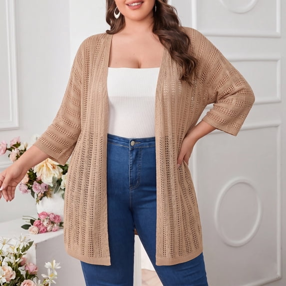 Womens Crochet Cardigan Sweaters for Summer Spring Fall, Lightweight Short Sleeve Oversized Open Front Kimono Boho Knit Beach Cover Up with Swimsuit, Bikini, Bathing suit