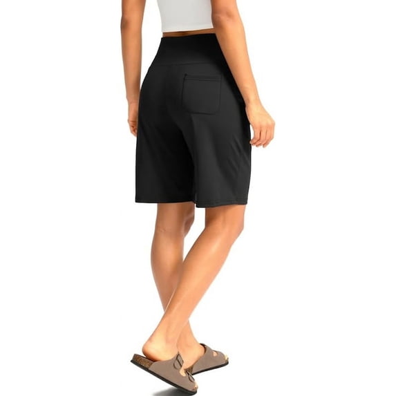 Women's Bermuda Shorts with Pockets High Waisted Knee Length Casual Athletic Walking Workout Lounge Shorts