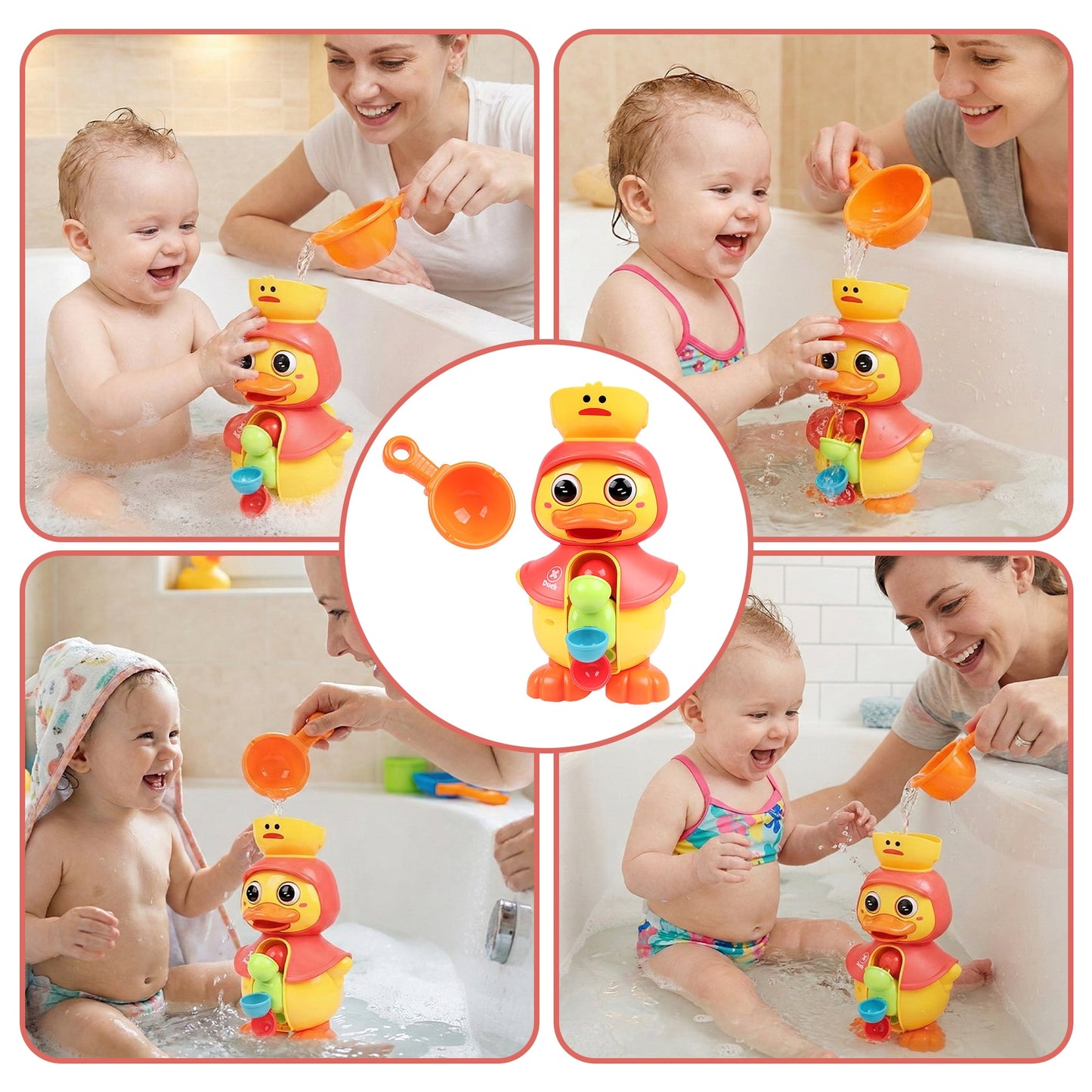 Flynow Bath Toy for Toddler 1-3 Year Old, Baby Waterfall Bathtub Toy with Suction Cup, Kids Bath Tub Shower Playset, Infant Bathtime Fun Birthday Gift 18 24 Month, Girl Boy Age 1 2 3 4 5