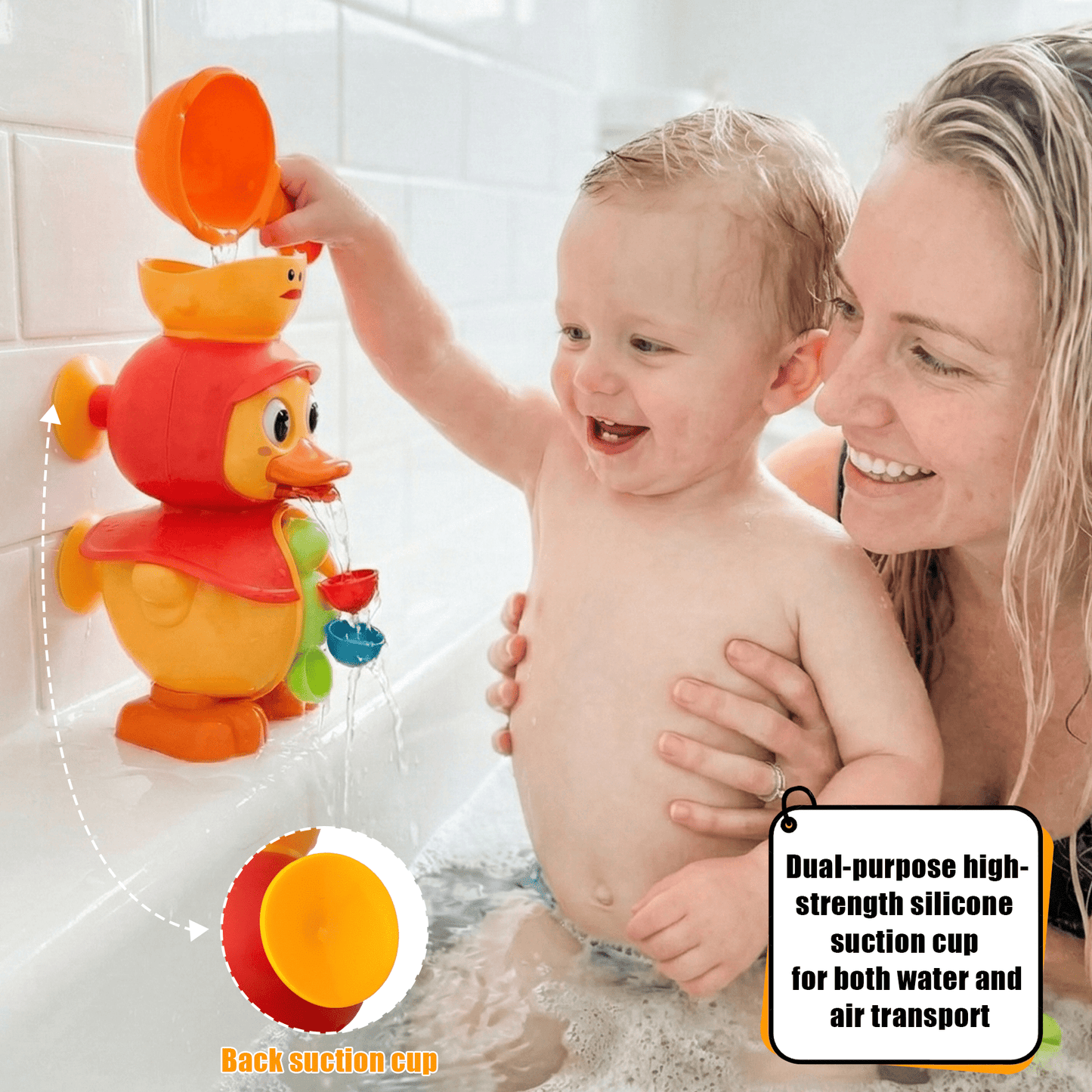 Flynow Bath Toy for Toddler 1-3 Year Old, Baby Waterfall Bathtub Toy with Suction Cup, Kids Bath Tub Shower Playset, Infant Bathtime Fun Birthday Gift 18 24 Month, Girl Boy Age 1 2 3 4 5