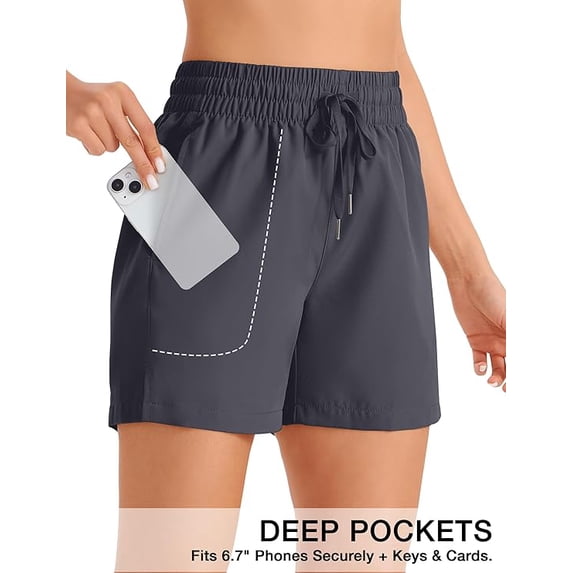 WQD 2 Pack Womens Athletic Shorts Basic Running Shorts Lightweight Quick Dry Gym Workout Shorts with Pockets