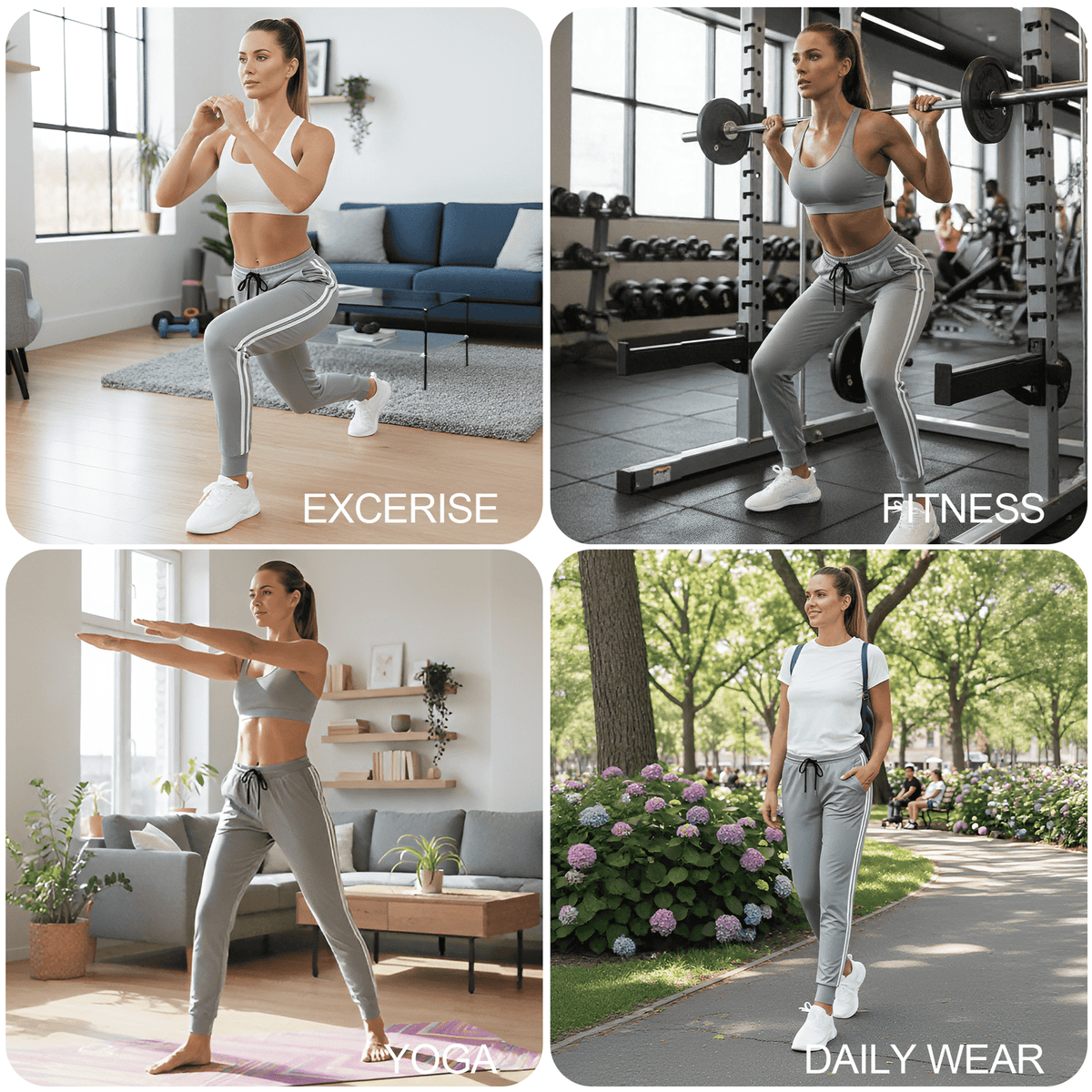 WQD 2 Pack Womens Sweatpants Jogger Pants with Pockets High Waist Lounge Athletic Yoga Pants for Workout Running Gym