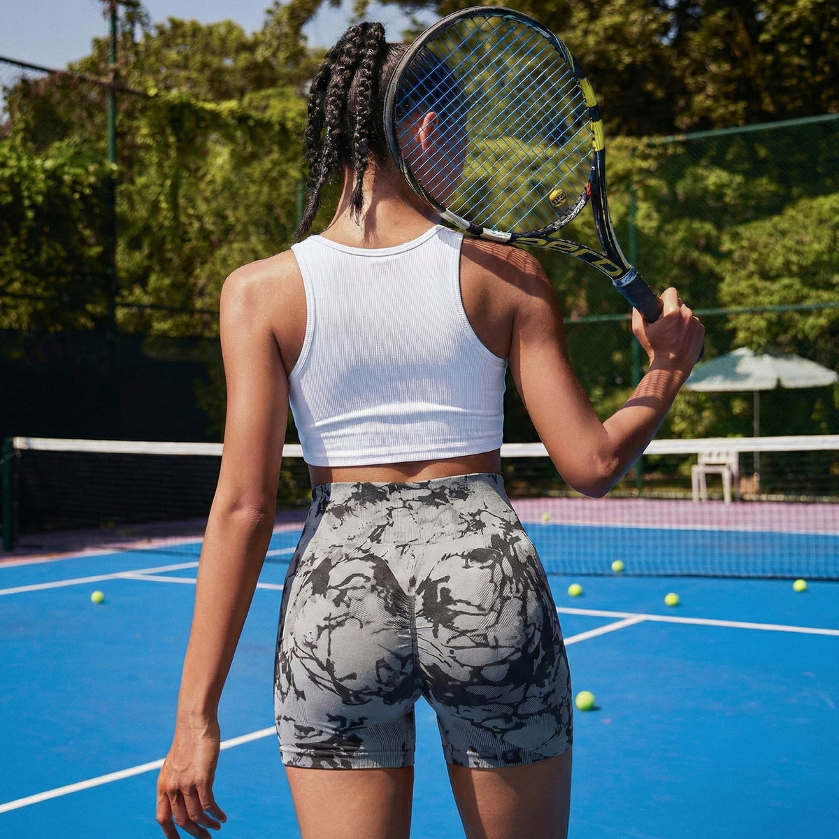WQD Women's 2 Packs Workout Yoga Gym Shorts High Waisted Butt Lifting Scrunch Butt Seamless Booty leggings Shorts