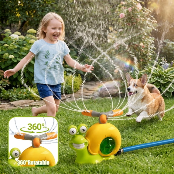 Flynow 2 in 1 Snail Outdoor Summer Water Spray Toys for Kids Ages 3-12,Water Sprinkler Baseball Toys for Lawn Backyard Garden, Gift for Toddler Boy Girl Fidget Toys Sprinklers for Yard