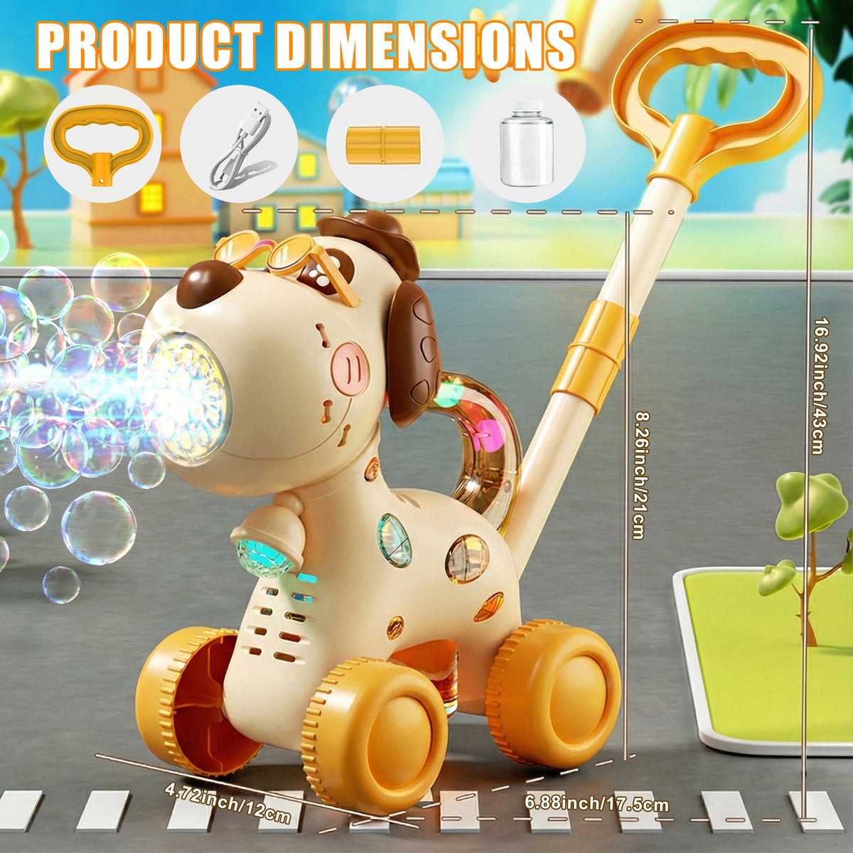 Flynow Automatic Bubble Machine, Portable Dog Bubble Maker Blower, Outdoor Summer Easter Party Garden Birthday Gift