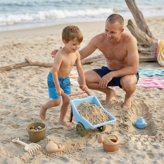 Flynow 7 PCS Beach Toy Set for Kids 3+ Years Old, Friendly Travel Play Sand Construction Set, Sand Castle Building Kit, Outdoor Toy Set, Birthday Gift for Girl Boy Age 3 4 5 6 7 8