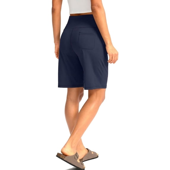 Women's Bermuda Shorts with Pockets High Waisted Knee Length Casual Athletic Walking Workout Lounge Shorts