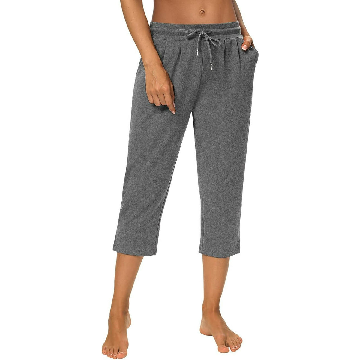 WQD Women’s Capri Sweatpants Yoga Pants Loose Workout Joggers High Waist Drawstring Flare Leggings Lounge Pajama Capris Pants with Pockets for Summer (Available in Plus Size)
