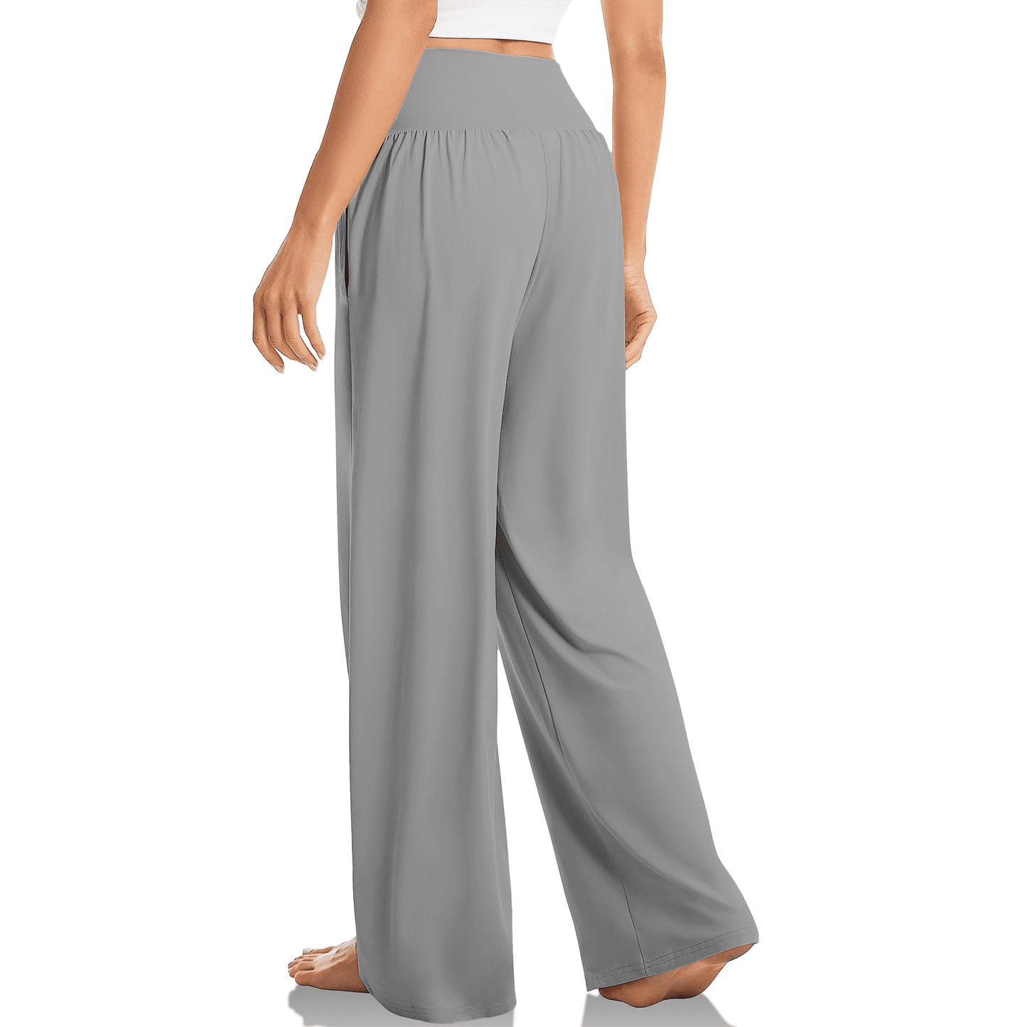 WQD Women’s Sweatpants Wide Leg Lounge Pants Crossover High Waist Yoga Pants with Pockets Comfy Loose Fit Flowy Casual Pajama Pants