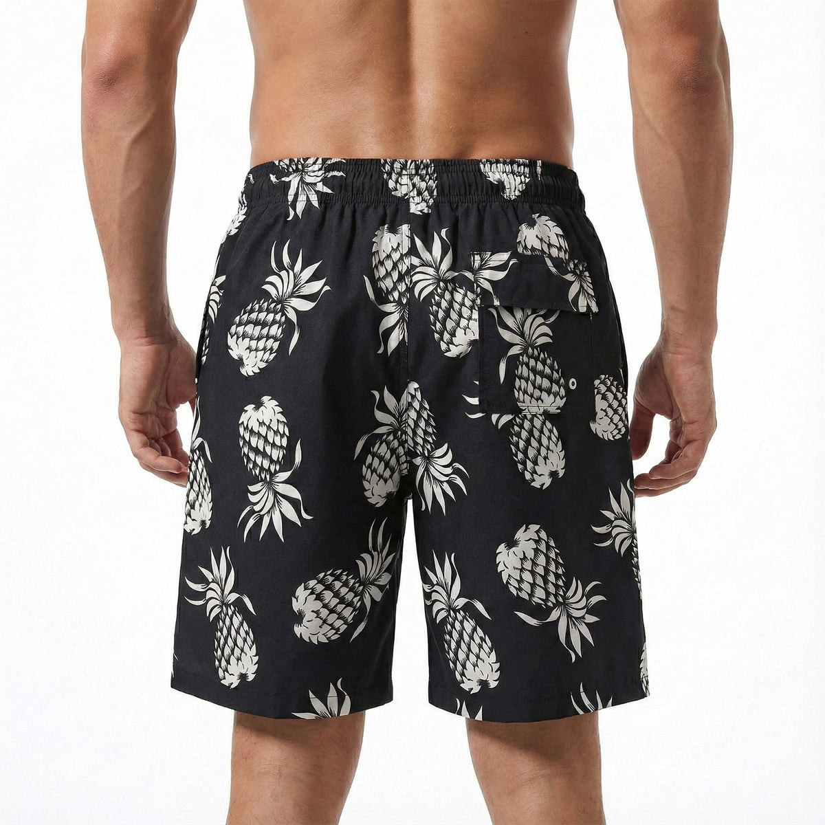 WQD Men’s Swim Trunks Quick Dry Board Shorts with Mesh Lining and Pockets Elastic Waist Drawstring Beach Shorts Pineapple Print Breathable Swimwear Bathing Suits for Swimming Surfing Vacation