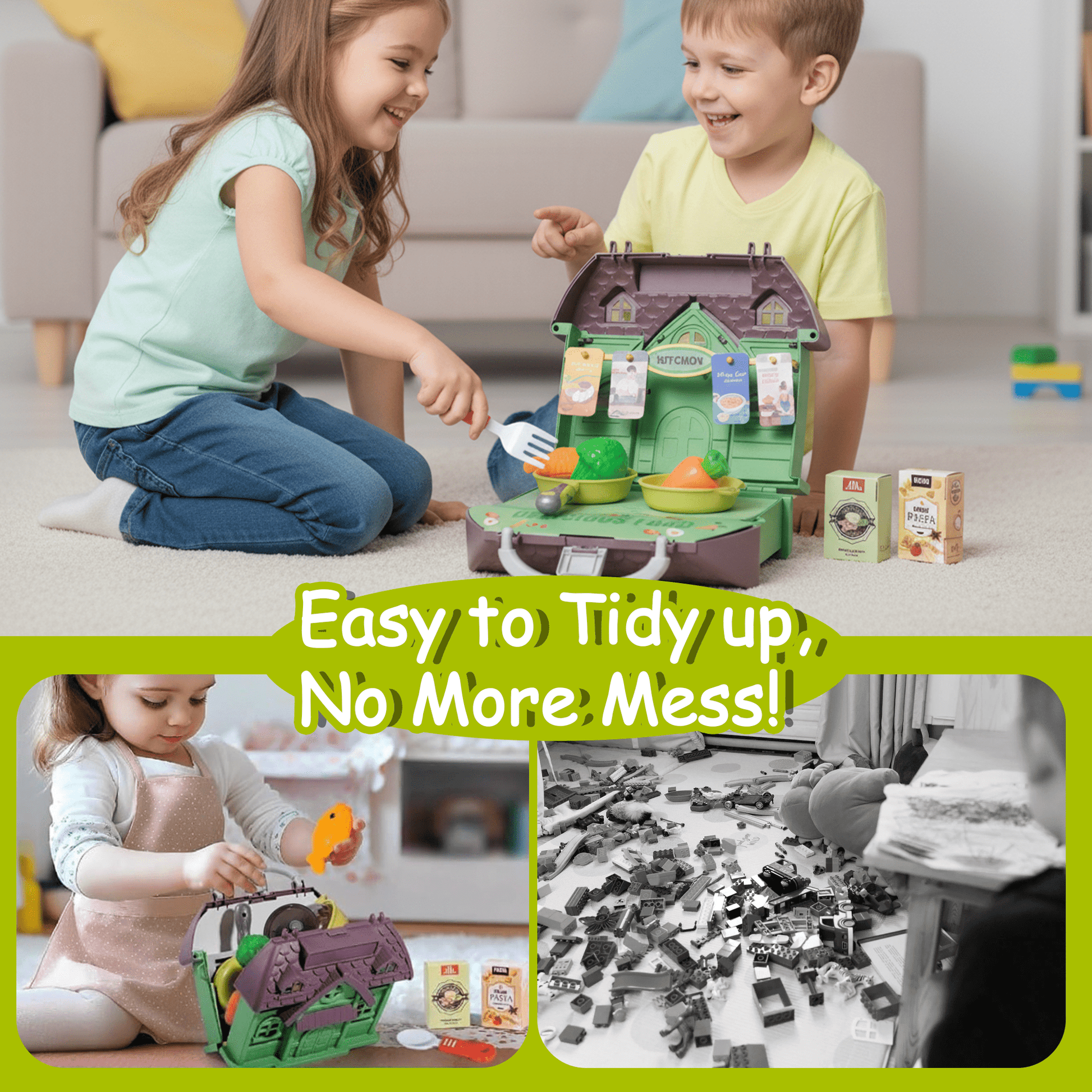 Flynow Kids Kitchen Playset Toys, Cooking Pretend Play for Toddler 1-3 Year Old, 23pcs Interactive Toy Accessories with Food Utensils Pots, Christmas Birthday Gift for Girls Age 2 4 5 6 7 8 9 10