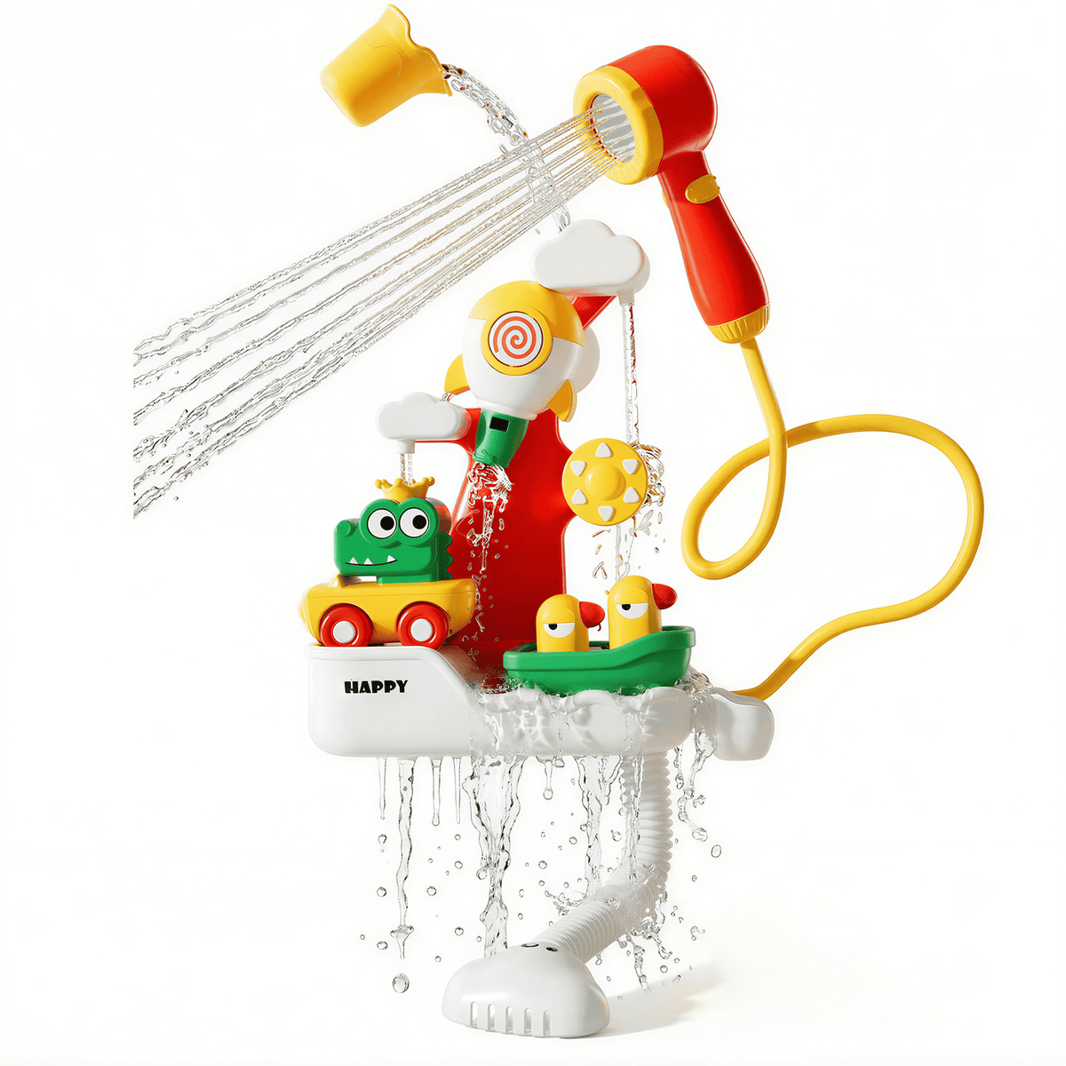 Flynow Bath Toys Waterfall Bathtub Toy with Suction Cup,Bath Tub Shower Head Sprayer Playset,Bathtime Fun Birthday Gift