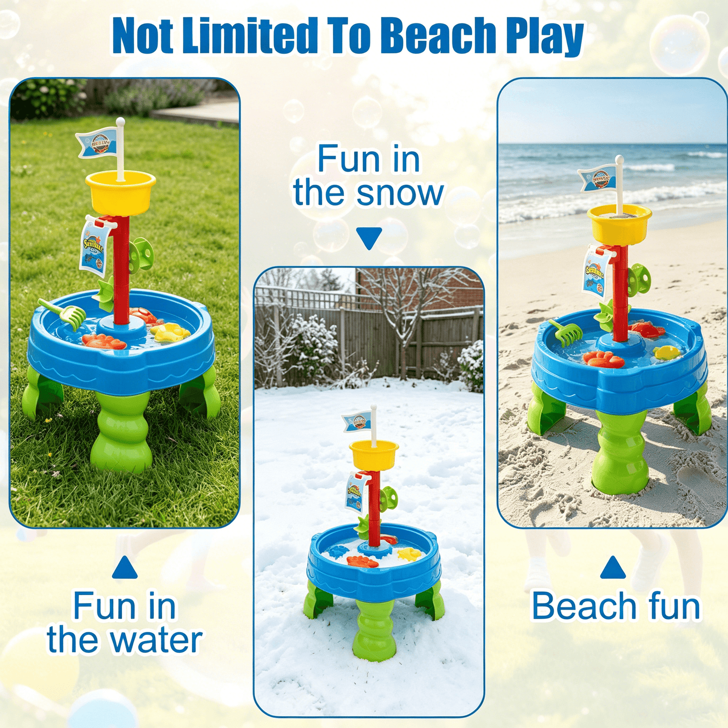 Flynow Water Table Sand Toys, 2 in 1 Play Sand Sensory Water with Accessories, Summer Outdoor for Girl Boy
